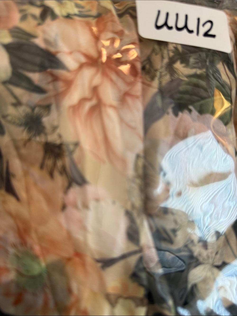 Floral Maxi Dress with Puff Sleeves - Cream & Green - Picture 8 of 8